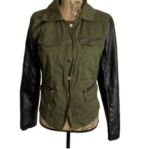 Boy meets Girl military army green leather jacket